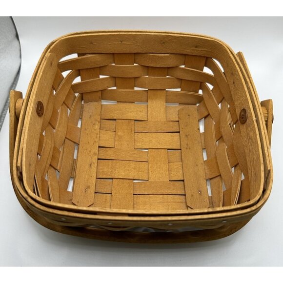 2000 6 Inches Square Longaberger Basket With Handle 3 Inches Tall - Picture 6 of 6